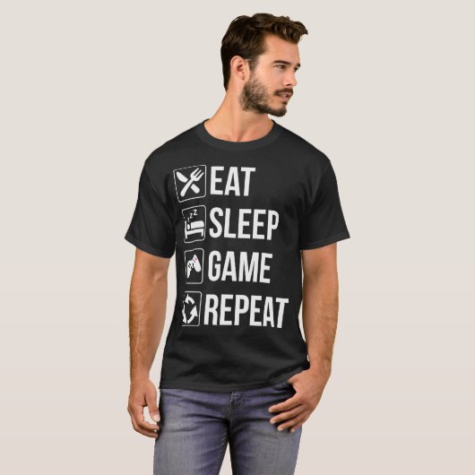 T-shirt Drôle Mangez Sommeil Jeu Répéter T pour Jeux Vidéo (Devant entier)