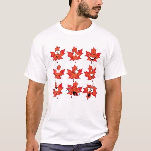 T-shirt Drôle Maple Leaf Face Emotion Drapeau Canadien Can (Devant)