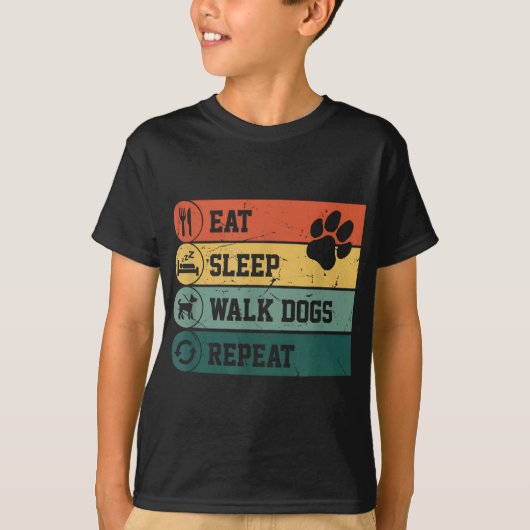 T-shirt Drôle Marcheur de chien, Mangez Sleep Marche Chien (Devant)