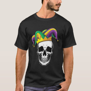 T-shirt Drôle Mardi Gras Crâne Jester Casquette Parade Cos