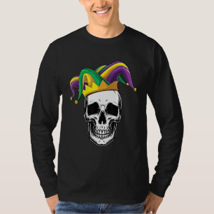 T-shirt Drôle Mardi Gras Crâne Jester Casquette Parade Cos
