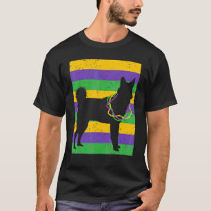 T-shirt Drôle Mardi Gras Husky Chig Perles et Jester Casqu