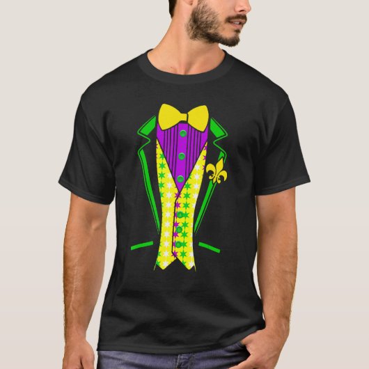 T-shirt Drôle Mardi Gras Lazy Tuxedo Costume Bow Cravate (Devant)