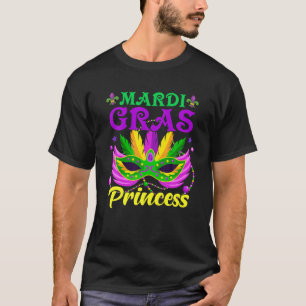 T-shirt Drôle Mardi Gras Princess Mask Beads Enfants Fille