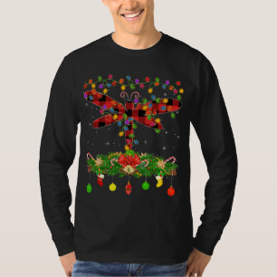 T-shirt Drôle Matching Buffalo Plaid Dragonfly Noël P