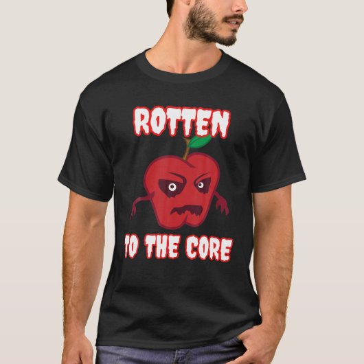 T-shirt Drôle Mauvaise Pomme Rotten Au Coeur Hommes Femmes (Devant)