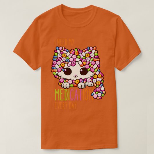 T-shirt Drôle Médicament Funny Chat Medication 2 (Design devant)