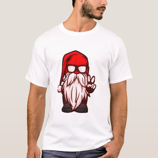 T-shirt Drôle Mens Christmas Tee, Gangster Gnome Père Noël (Devant)