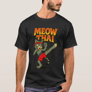 T-shirt Drôle Meow Thai Muay Thai Combat de Chat Pun Papa