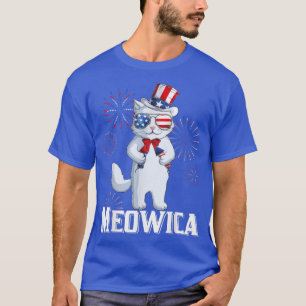 T-shirt Drôle Meowica Chat US Drapeau Quatrième 4 juillet 