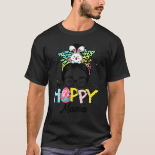 T-shirt Drôle Messy Bun Cheveux One Hoppy Mama Bunny Happy