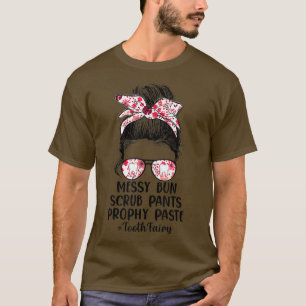 T-shirt Drôle Messy Bun Scrub Pantalon Prophète Coller Den