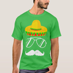 T-shirt Drôle mexicaine sombrero moustache visage pour