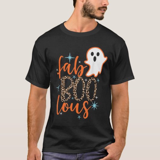 T-shirt Drôle mignon Boo Ghost Halloween Fab Boo Lous Leop (Devant)