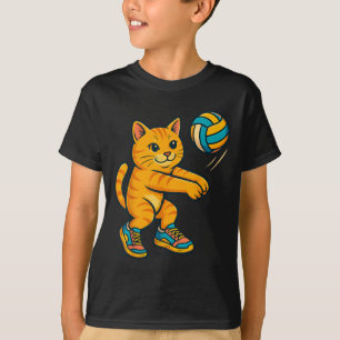 T-shirt Drôle mignon Chat Volleyball Joueur Fan Tee Traine