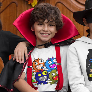 T-shirt Drôle mignon Coloré Halloween Monster Amis Enfant