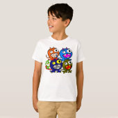 T-shirt Drôle mignon Coloré Halloween Monster Amis Enfant (Devant entier)