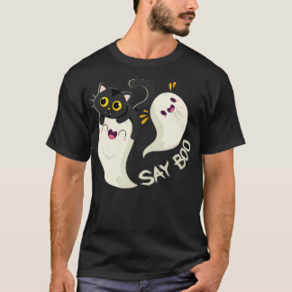 T-shirt Drôle mignon Ghost Chat Dire Boo Costume Halloween