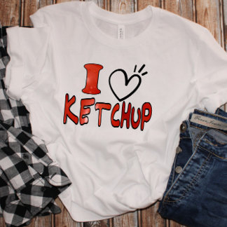T-shirt Drôle Mignon J'adore Ketchup