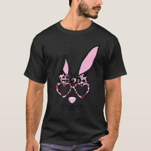 T-shirt Drôle mignon lapin Visage léopard lunettes Happy