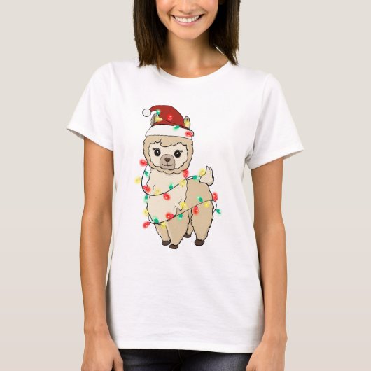 T-shirt Drôle Mignonne Noël Llama (Devant)