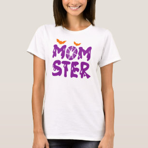 T-shirt Drôle "Momster" Lettres à gouttes Halloween Maman