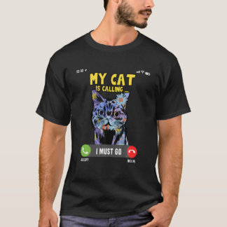 T-shirt Drôle Mon Chat Appelle Je Dois Aller Mignonne Amou