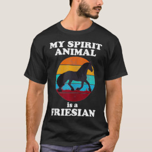T-shirt Drôle Mon Esprit Animal Est Un Cheval Friésien