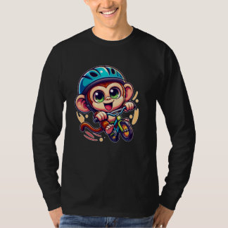 T-shirt Drôle Monkey équitation Vélo Filles Garçons