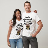 T-shirt Drôle Moo Vache Laitier facilement distrait par le (Unisexe)