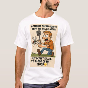 T-shirt Drôle Mosquito Cartoon Bug Chase avec eau