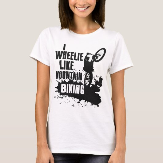 T-shirt Drôle MTB Riding Wheelie Comme VTT Kids (Devant)