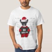 T-shirt Drôle Mugshot de Noël Mauvais Chien Père Noël (Devant)