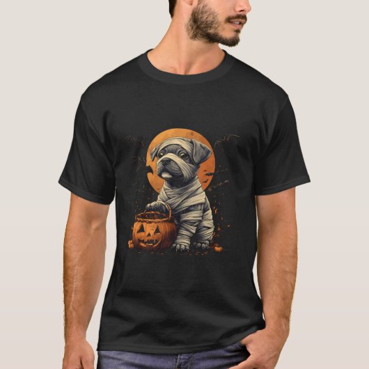 T-shirt Drôle Mummy Boxer Citrouille Effrayant Halloween C (Devant)