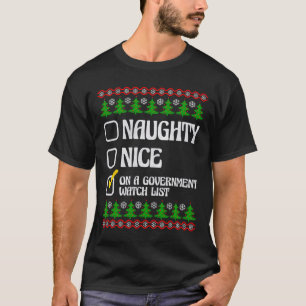 T-shirt Drôle Naughty Nice Sur La Liste De Surveillance Du