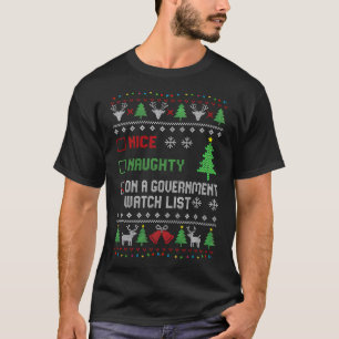 T-shirt Drôle Naughty Nice Sur La Liste De Surveillance Du