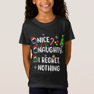 T-Shirt Drôle Nice Naughty Je Regrette Rien Noël Paja