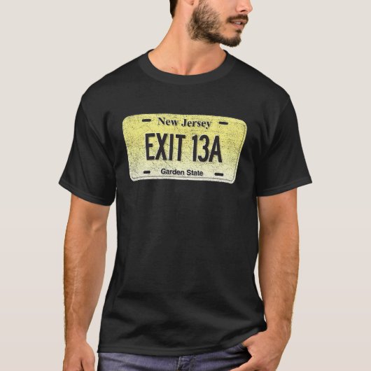 T-shirt Drôle NJ State Vanity License Plate EXIT 13A (Devant)