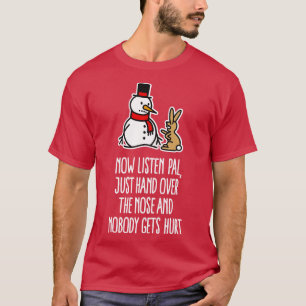 T-shirt Drôle Noël bonhomme de neige carotte lapin bande d