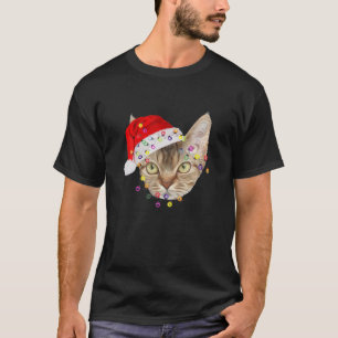 T-shirt Drôle Noël Devon Rex Noël Lumière Visage adorable
