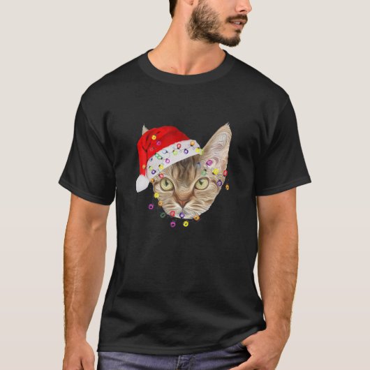 T-shirt Drôle Noël Devon Rex Noël Lumière Visage adorable (Devant)