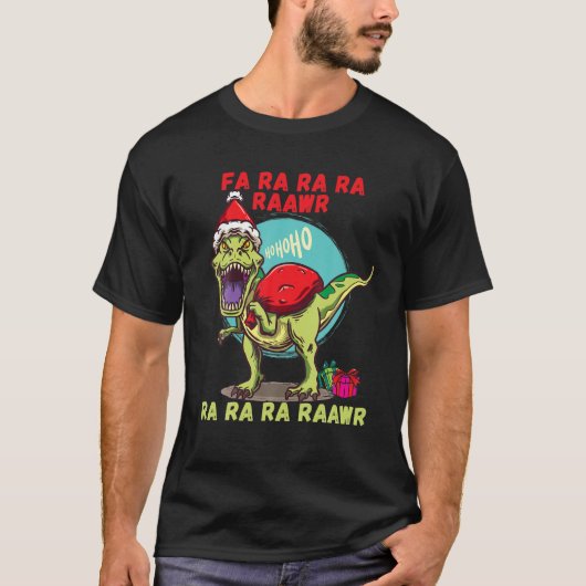 T-shirt Drôle Noël Dinosaur Fa Ra Ra Rawr Rex Carol S (Devant)