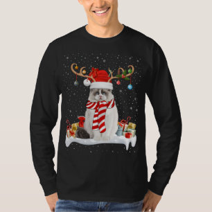T-shirt Drôle Noël Éclairage Reindeer Santa Hat Ragdoll Ch