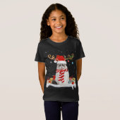 T-Shirt Drôle Noël Éclairage Reindeer Santa Hat Ragdoll Ch (Devant entier)