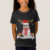 T-Shirt Drôle Noël Éclairage Reindeer Santa Hat Ragdoll Ch (Devant)