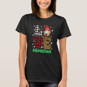 T-shirt Drôle Noël Leopard Plaid LOVE Architect Gnome