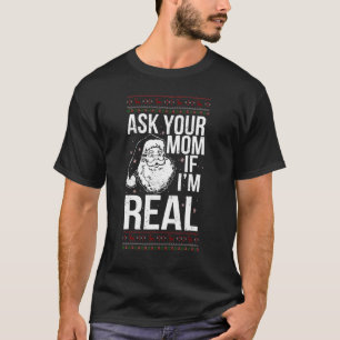 T-shirt Drôle Noël Mauvais Père Noël Face Demandez à votre
