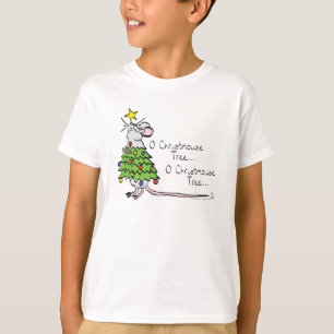T-shirt Drôle Noël mignon Souris Arbre Cartoon