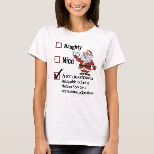 T-shirt Drôle Noël Naughty Nice Pour Les Écrivains Créatif