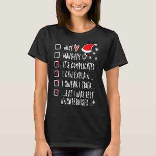 T-shirt Drôle Noël Nice Naughty Liste Je Peux Expliquer -